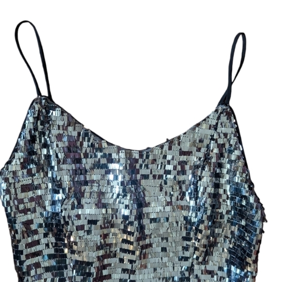 NBD x Revolve long gunmetal Cocktail Showgirl Embellished Sequined Gown Sz S - Picture 3 of 15